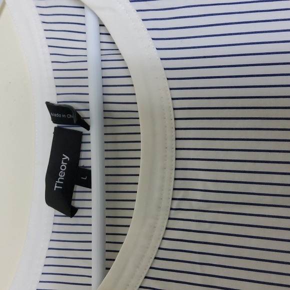 Theory Blue/White Stripped Long Sleeve  Side Tie Blouse Size L - Picture 6 of 8